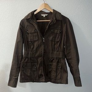 Cabi Brown Aviator Zip Up Jacket